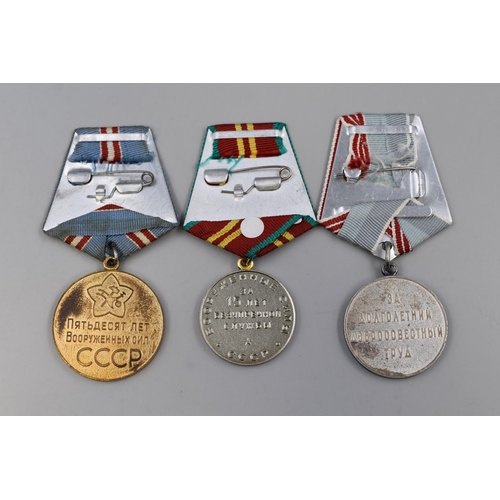 264 - Three Russian Military Medals with Ribbons