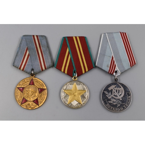 264 - Three Russian Military Medals with Ribbons