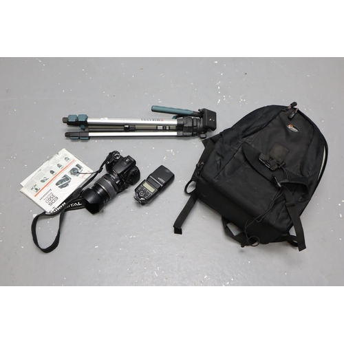 527 - A Canon EOS 350D SLR Camera With Accessories To Include Speedlite 430ex Flash Unit, Lowpro Minitrekk... 