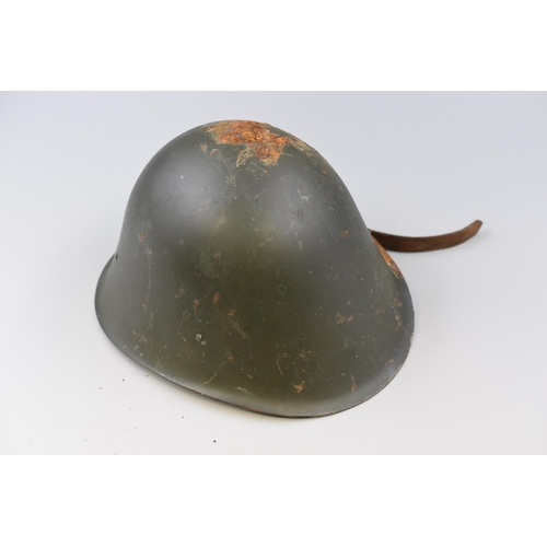 270 - Romanian M1974 Military Helmet from the Warsaw Pact Era Complete with Liner and straps in need of tl... 