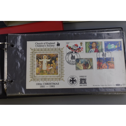 423 - Five Stamp Albums complete with Stamps to include First Day Covers, English Stamps and World Wide St... 