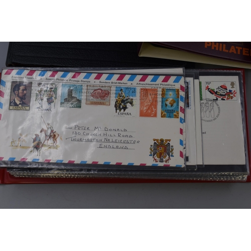 423 - Five Stamp Albums complete with Stamps to include First Day Covers, English Stamps and World Wide St... 