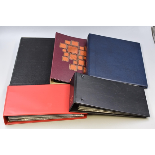 423 - Five Stamp Albums complete with Stamps to include First Day Covers, English Stamps and World Wide St... 