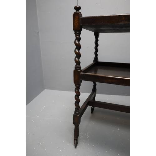 436 - Vintage Tea Trolley with Barley Twist Support, Under-Shelf and Castors Approx 32