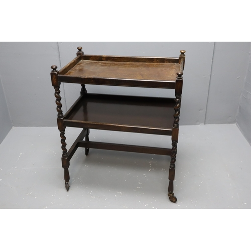 436 - Vintage Tea Trolley with Barley Twist Support, Under-Shelf and Castors Approx 32