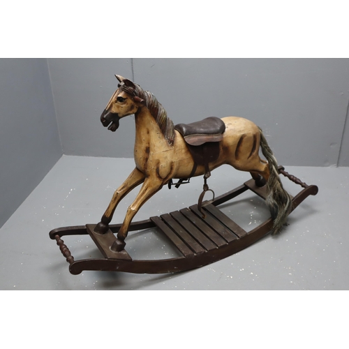 437 - A Vintage Carved Wood Rocking Horse, Approx 32