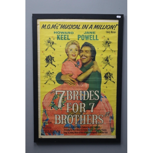 582 - Framed and Glazed Vintage Poster Advertising MGM's Musical Play 7 Brides for 7 Brothers Staring Howa... 