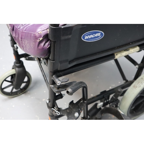 585 - Invacare Ben NG foldable wheelchair with foot rests and cushion