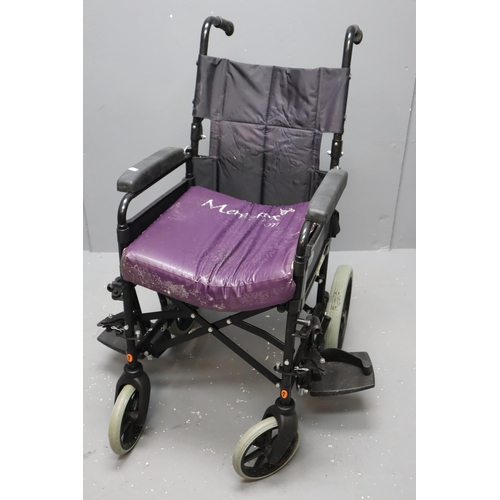 585 - Invacare Ben NG foldable wheelchair with foot rests and cushion