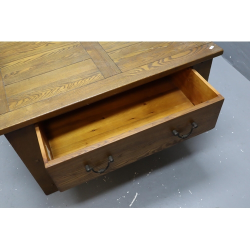 440 - Heavy Wooden 'Halo' Two Drawer Coffee Table, One Side Decorative Only, Only Opens One Side approx 36... 