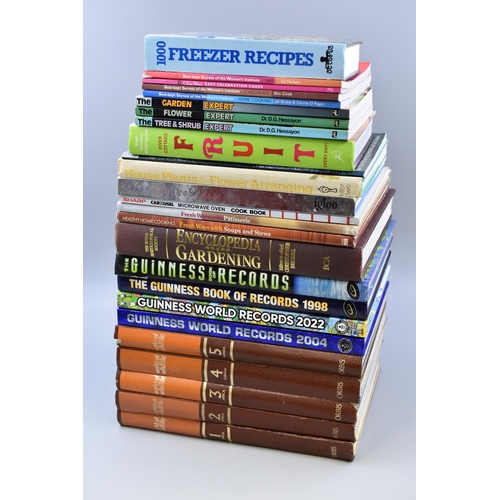 669 - A Large Selection of Books To Include Four Editions of Guinness Book of Records, Cooking Books, Five... 