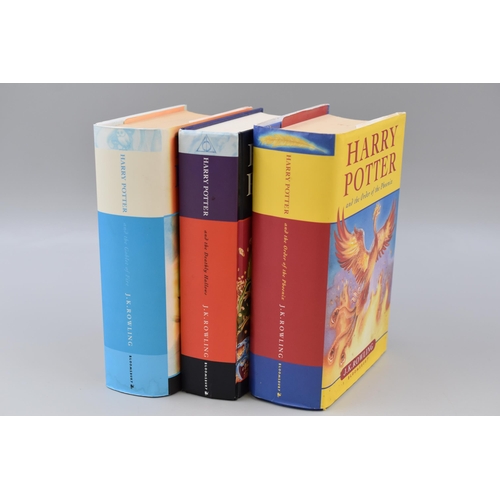 673 - Three First Edition Bloombury First Edition Harry Potter Hardback Books, Includes Order of The Phoen... 