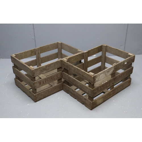 588 - A Pair of Vintage Wooden Fruit/Vegetable Crates Wareing's (Banks) Ltd of Southport. Approx 16