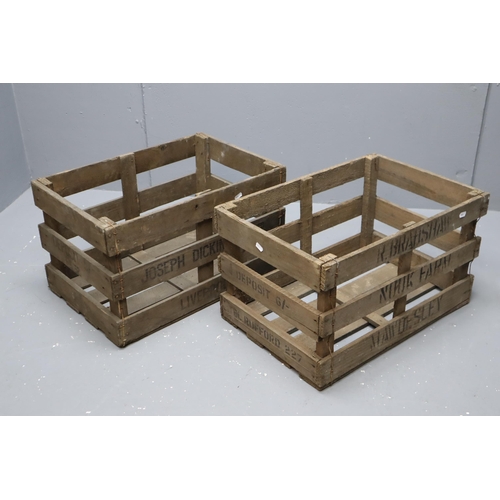 589 - A Pair of Vintage Wooden Fruit/Vegetable Crates Joseph Dickinson Ltd of Liverpool And R. Bradshaw No... 