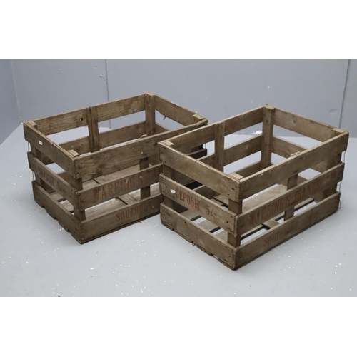 590 - A Pair of Vintage Wooden Fruit/Vegetable Crates Wareing's (Banks) Ltd of Southport. Approx 16