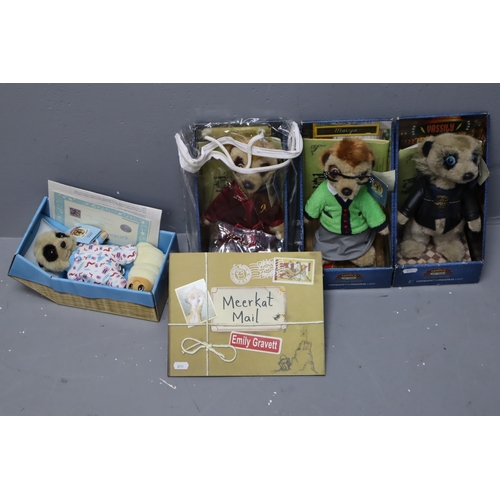 704 - Collection of Four ' Compare The Meercat' Alexander, Vassily, Maiya and Baby Oleg Complete With Adop... 