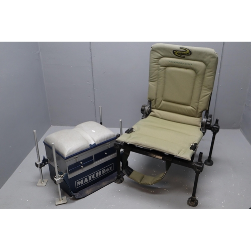 743 - A 'Match Box' Fishing Box, With Korum Folding Accessory Chair