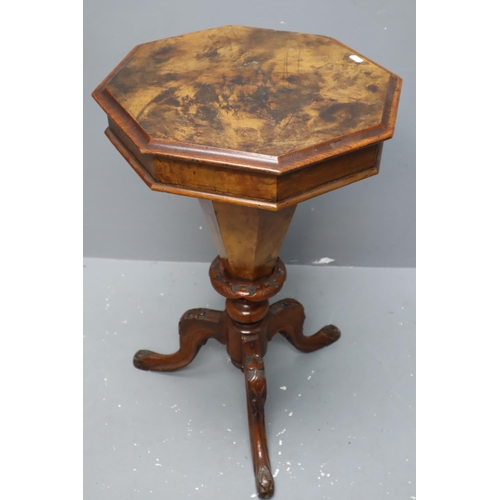 542 - Three Legged Mahogany Octagonal Sewing Table (16