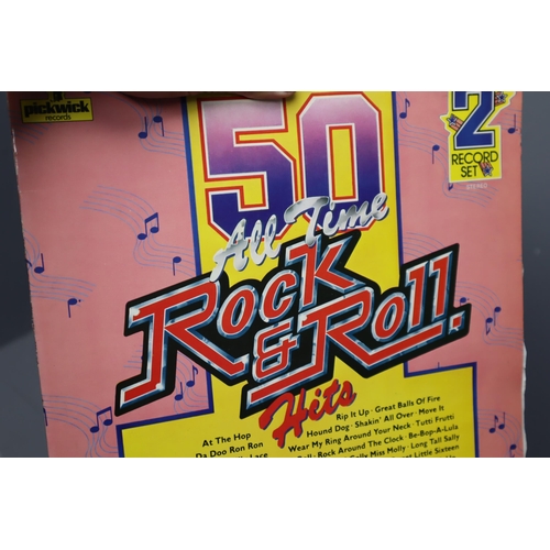 730 - Selection of vinyls to include Shakin Stevens, Kylie Minogue, 50 all time rock & roll hits and m... 