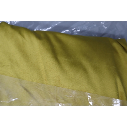 737 - Four Sets of Matte Velvet Curtains (Mustard and Green), Sizes 168x229cm Pair, 168x229cm Indvidual, 1... 