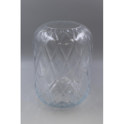 252 - LARGE Alcora Clear Glass Quadrant Vase 14