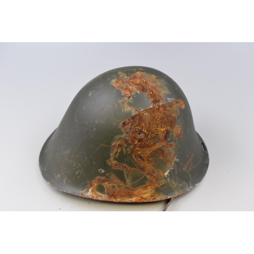 270 - Romanian M1974 Military Helmet from the Warsaw Pact Era Complete with Liner and straps in need of tl... 