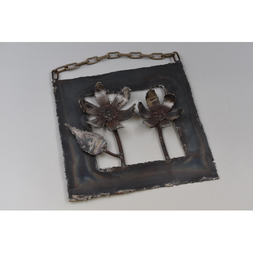 407 - Wall Hanging Steel Framed Flower Art Piece (9