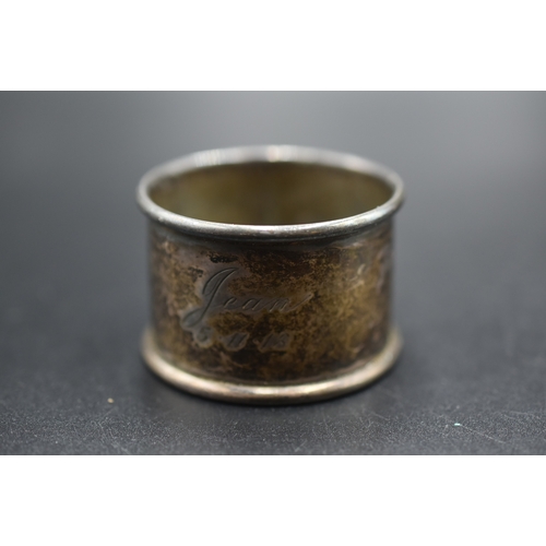 12 - Four Pieces of Hallmarked Silver To Include Two Napkin Rings (One In Presentation Case, William Deve... 