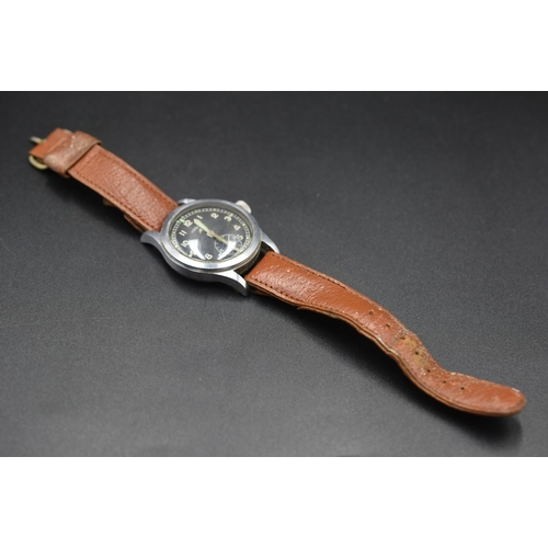 2 - A WWII Military Issue Lemania 'Dirty Dozen' Mechanical Black Dial Watch With Broad Military Arrow an... 