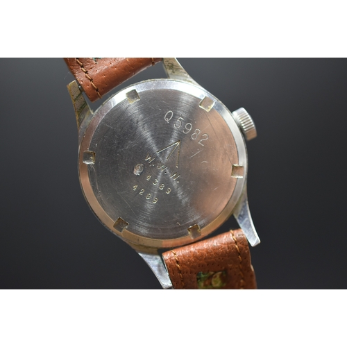 2 - A WWII Military Issue Lemania 'Dirty Dozen' Mechanical Black Dial Watch With Broad Military Arrow an... 