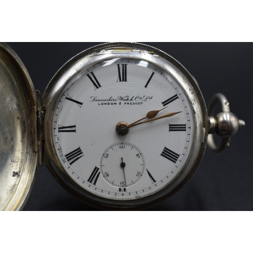 5 - A Hallmarked Lancashire Watch Co (Thomas Peter Hewitt) Chester Silver Cased Pocket Watch, Circa 1907... 