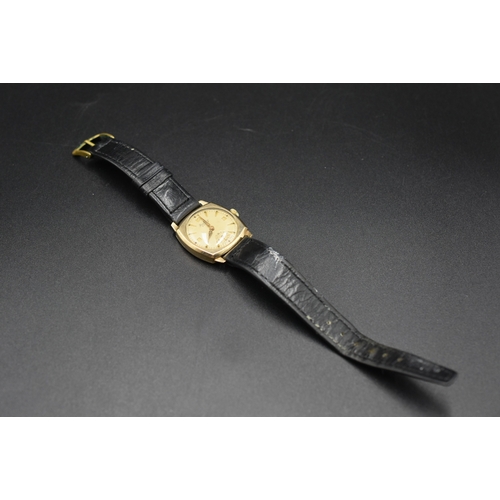 7 - A 9ct Gold Cased Bentima Star Mechanical Watch, With Leather Strap. In Working Order