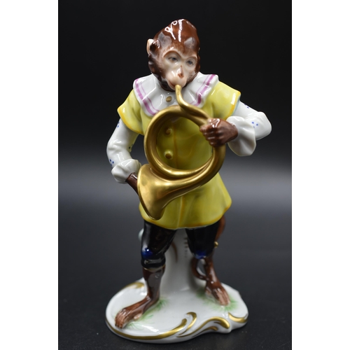 15 - Seven Volkstedt 1762 Porcelain Monkey Band Figures (5 are in perfect condition with 2 a/f) Tallest 6... 