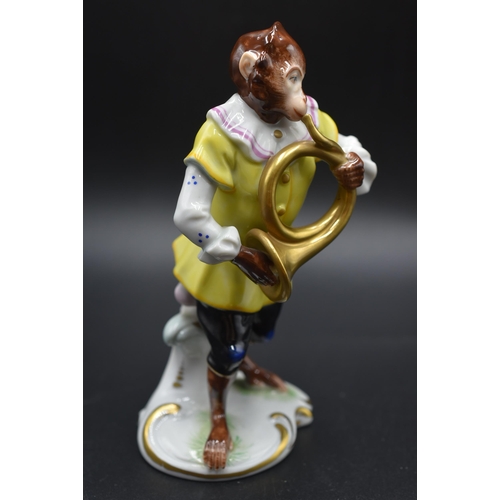 15 - Seven Volkstedt 1762 Porcelain Monkey Band Figures (5 are in perfect condition with 2 a/f) Tallest 6... 