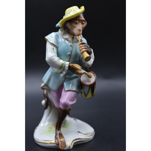 15 - Seven Volkstedt 1762 Porcelain Monkey Band Figures (5 are in perfect condition with 2 a/f) Tallest 6... 