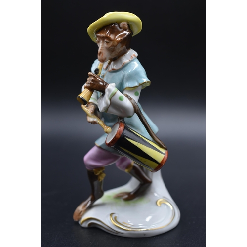 15 - Seven Volkstedt 1762 Porcelain Monkey Band Figures (5 are in perfect condition with 2 a/f) Tallest 6... 