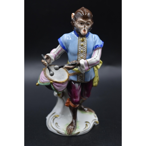 15 - Seven Volkstedt 1762 Porcelain Monkey Band Figures (5 are in perfect condition with 2 a/f) Tallest 6... 