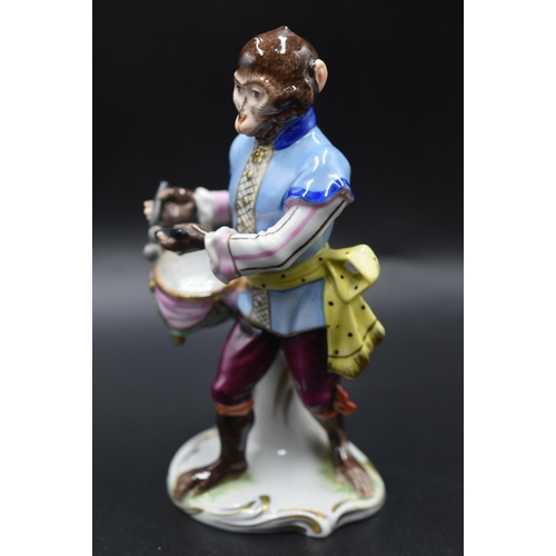 15 - Seven Volkstedt 1762 Porcelain Monkey Band Figures (5 are in perfect condition with 2 a/f) Tallest 6... 