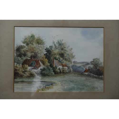 21 - A Stanley Original Watercolour on Board depicting Cottage Scene in Gilt Framed Mount (24