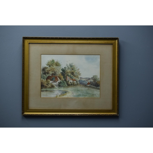 21 - A Stanley Original Watercolour on Board depicting Cottage Scene in Gilt Framed Mount (24