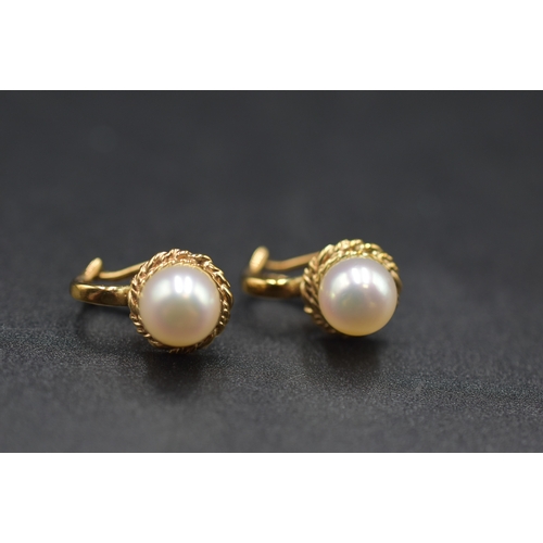 27 - Gold 375 (9ct) Pearl Earrings Complete with Presentation Box (4.29 grams)