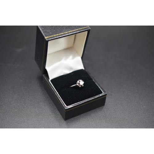 31 - Unmarked White Gold Diamond Solitaire Ring Complete with Presentation Box