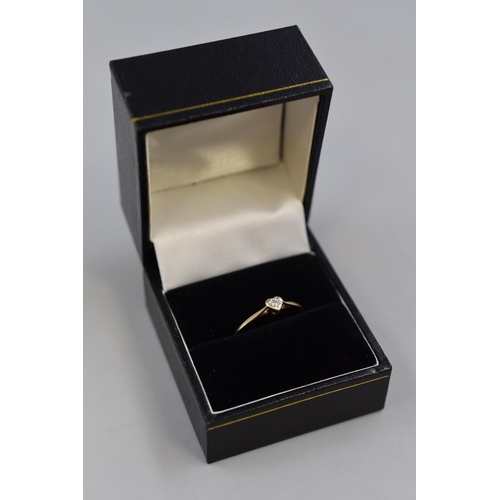 5 - Hallmarked London 375 (9ct) Solitaire Ring (Size N) Complete with Presentation Box