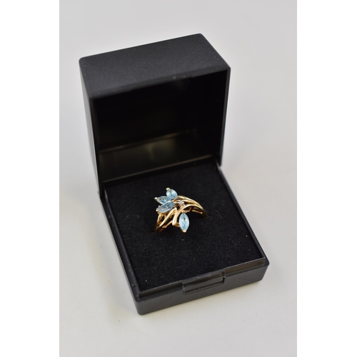 6 - Gold 14ct Diamond and Turquoise Stoned Ring Complete with Presentation Box