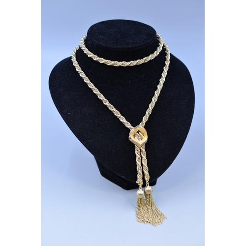 8 - Marked 9k Gold Rope twist Necklace intertwined with Smaller White Metal Box Links (Weight 84 grams)