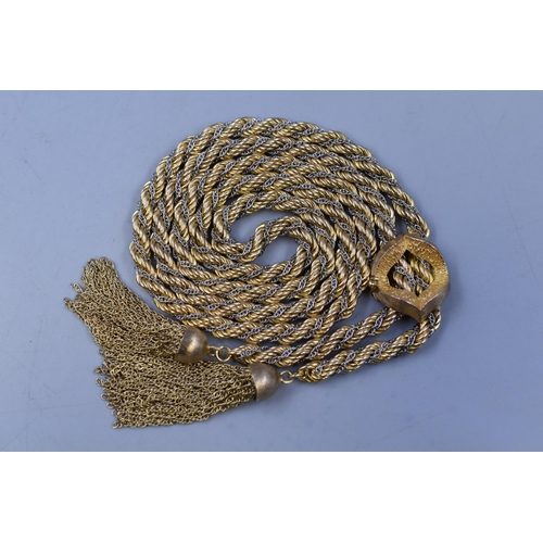 8 - Marked 9k Gold Rope twist Necklace intertwined with Smaller White Metal Box Links (Weight 84 grams)