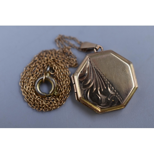 22 - Marked Gold 375 Locket on Chain in Gift Box