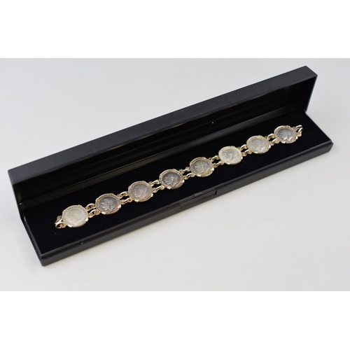 46 - Silver George V Sixpence Bracelet (Broken Clasp) Complete with Presentation Box