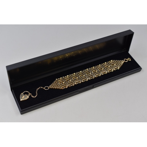 49 - Gold Plated Double Gate Bracelet with Padlock Clasp Complete with Presentation Box