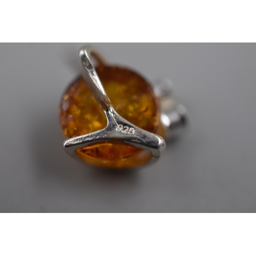 50 - Selection of Four Pairs Silver 925, Amber Stoned Earrings